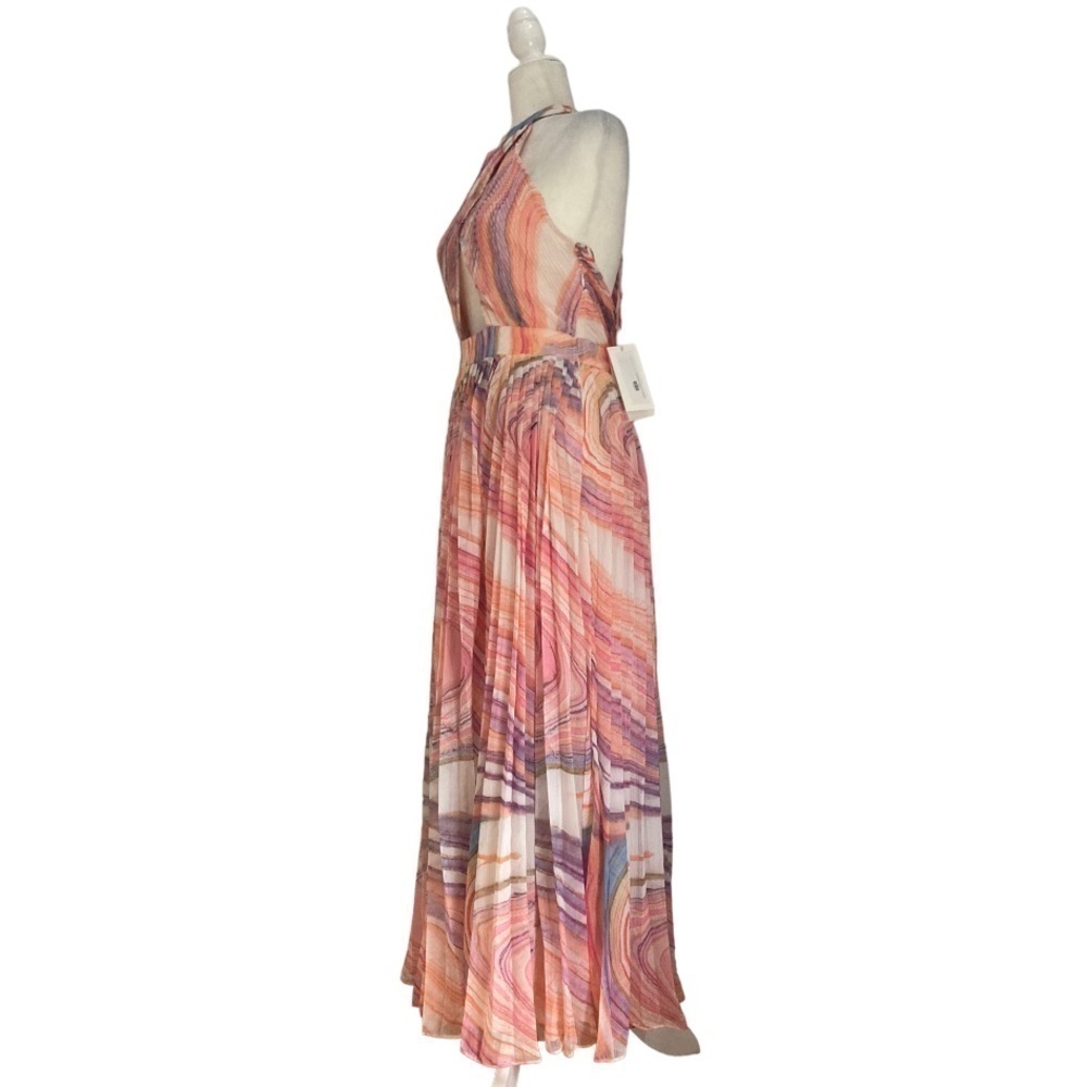 Rococo Sand NWT Dress Eira Long Dress Peach Lilac Chiffon Halter Open Back - Picture 9 of 16